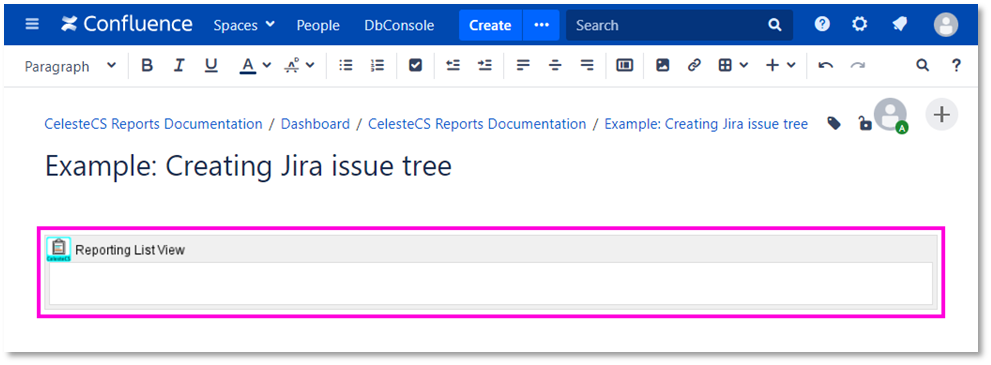 Example: Creating Jira issue tree: After all parameters are set, close the macro parameters window.