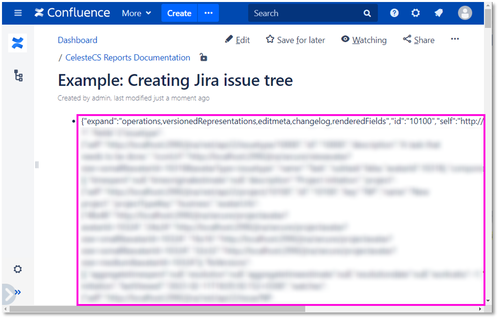 Example: Creating Jira issue tree: Publish/Save the page. You will see a single-level list with