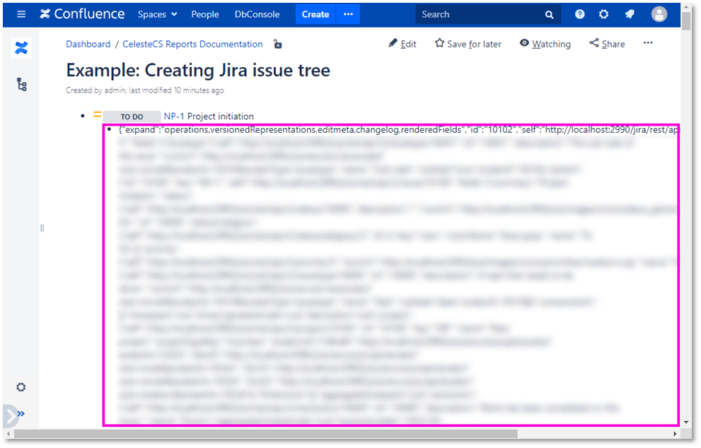 Example: Creating Jira issue tree: Publish/Save the page. You will see a single-level list with
