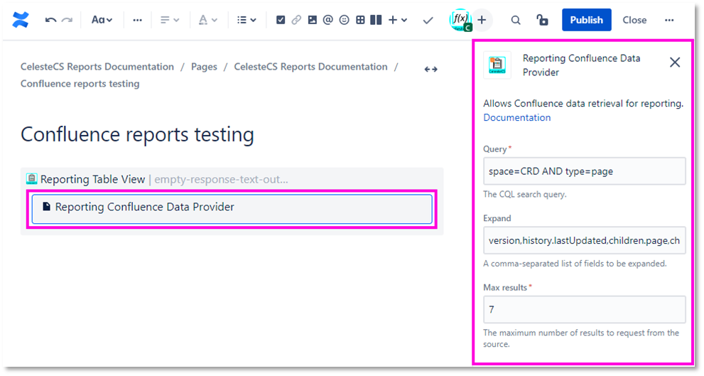 Example: Creating report on Confluence pages: Max number cannot be higher than 1000 anyways.