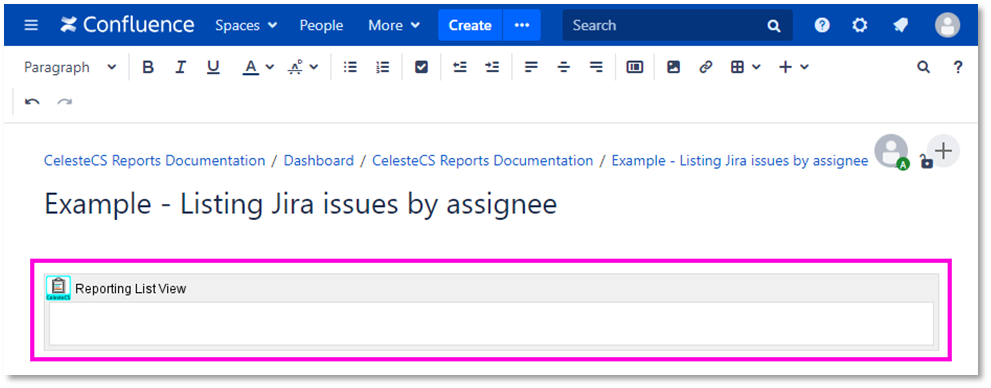 Example: Listing Jira issues by assignee: After all parameters are set, close the macro parameters