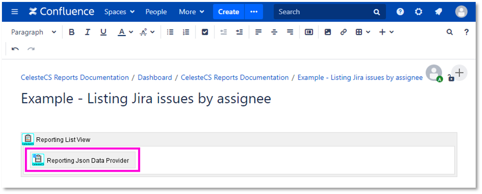 Example: Listing Jira issues by assignee: Save the properties of the macro, when you are done.