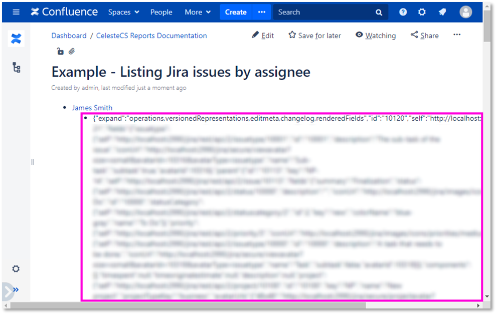 Example: Listing Jira issues by assignee: Publish/Save/Update the page. You will see a single-level